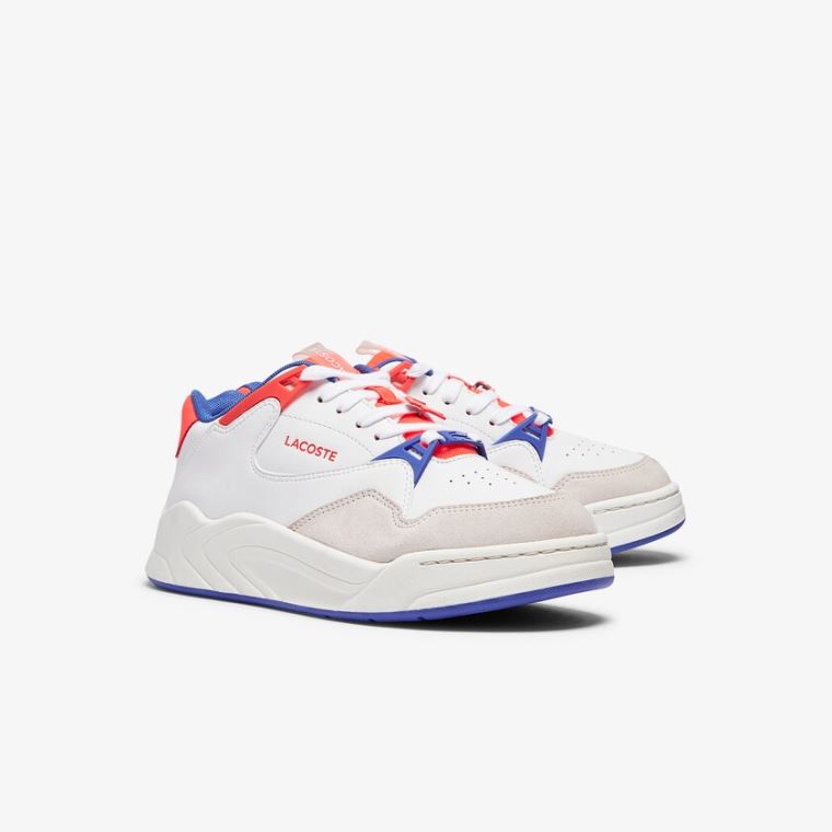 Lacoste Court Slam Sintético and Couro Sneakers Branco Coral | 92GpUB1L