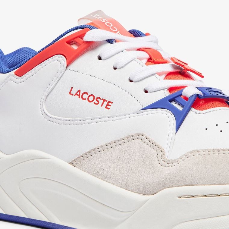 Lacoste Court Slam Sintético and Couro Sneakers Branco Coral | 92GpUB1L