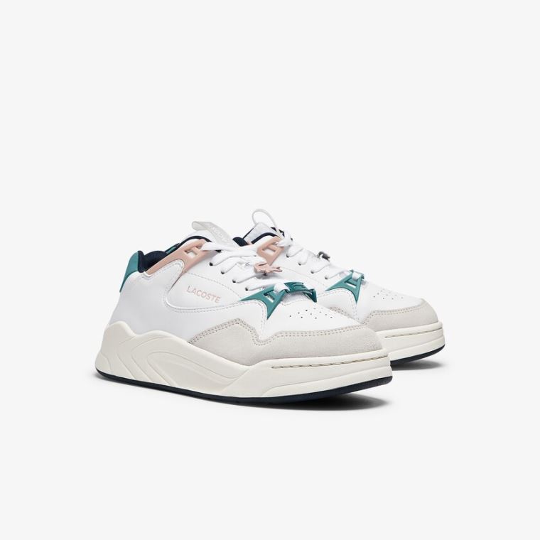 Lacoste Court Slam Sintético and Couro Sneakers Branco Rosa | ThLNeKdX