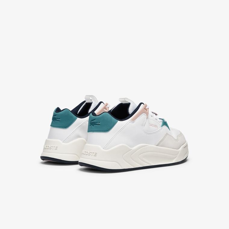 Lacoste Court Slam Sintético and Couro Sneakers Branco Rosa | ThLNeKdX