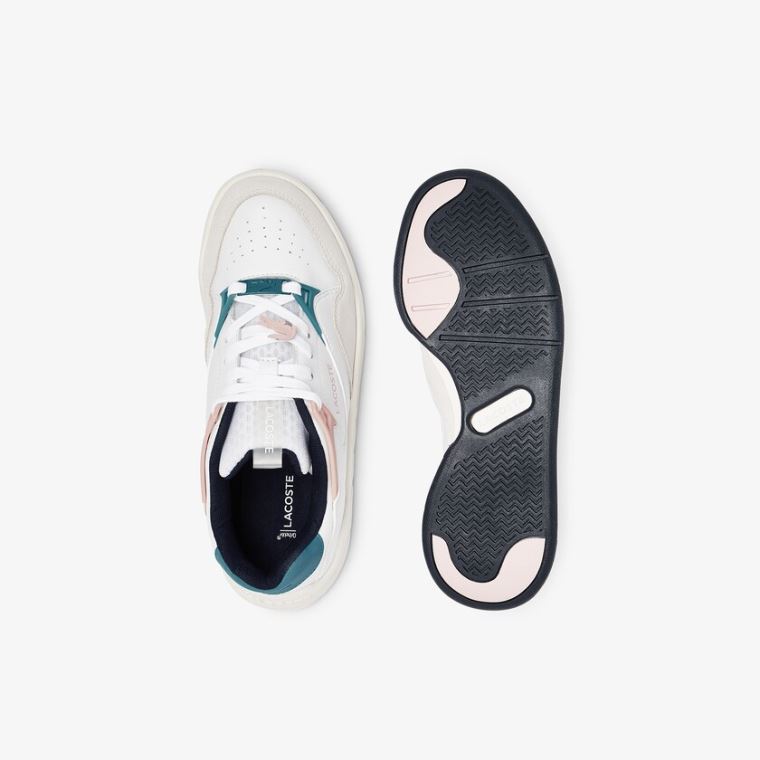 Lacoste Court Slam Sintético and Couro Sneakers Branco Rosa | ThLNeKdX