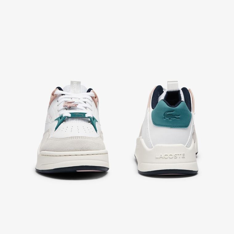 Lacoste Court Slam Sintético and Couro Sneakers Branco Rosa | ThLNeKdX