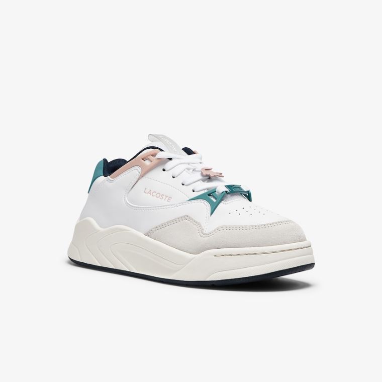 Lacoste Court Slam Sintético and Couro Sneakers Branco Rosa | ThLNeKdX