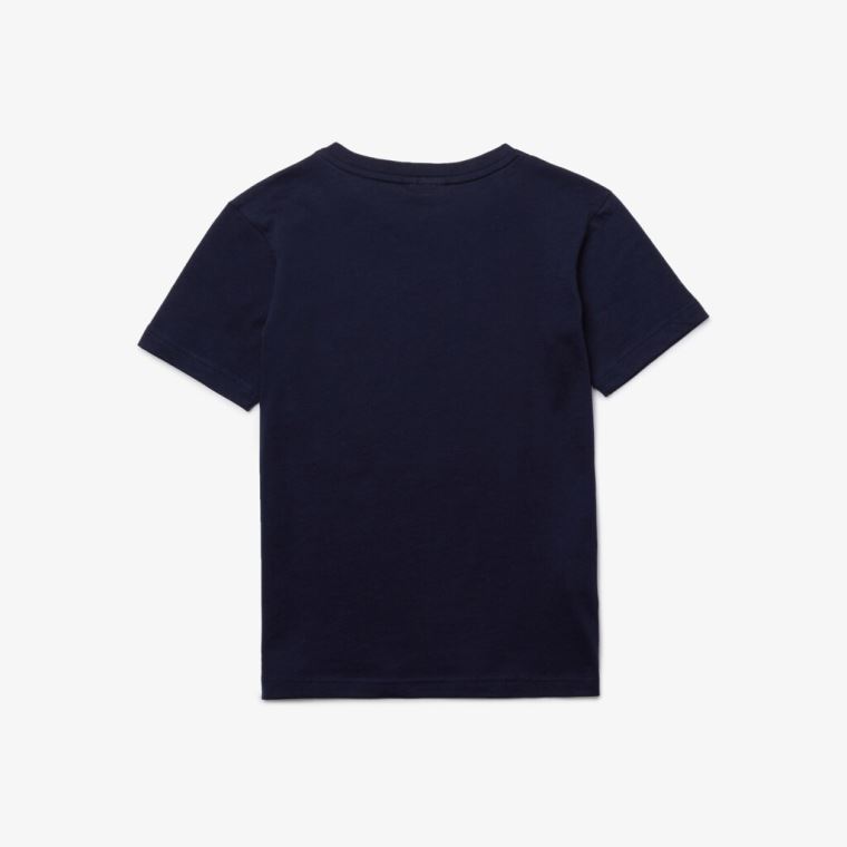 Lacoste Crew Neck Algodão Jersey T-shirt Azul Marinho Azuis | LixhDMkl