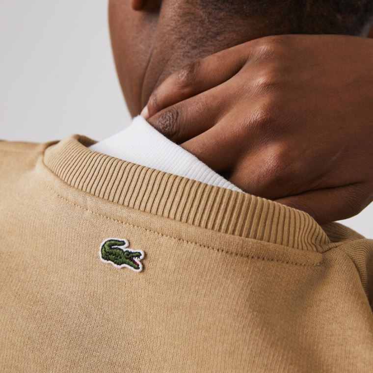 Lacoste Crew Neck Embroidered Fleece Sweatshirt Bege | N1mW9dUD