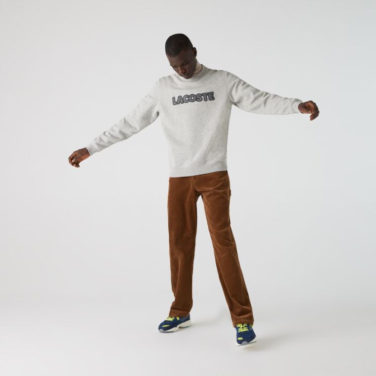 Lacoste Crew Neck Flecked Fleece Sweatshirt Cinzentas | aENtkii3