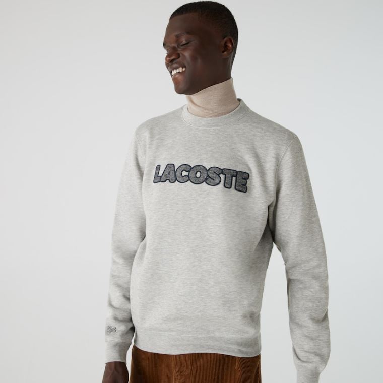 Lacoste Crew Neck Flecked Fleece Sweatshirt Cinzentas | aENtkii3