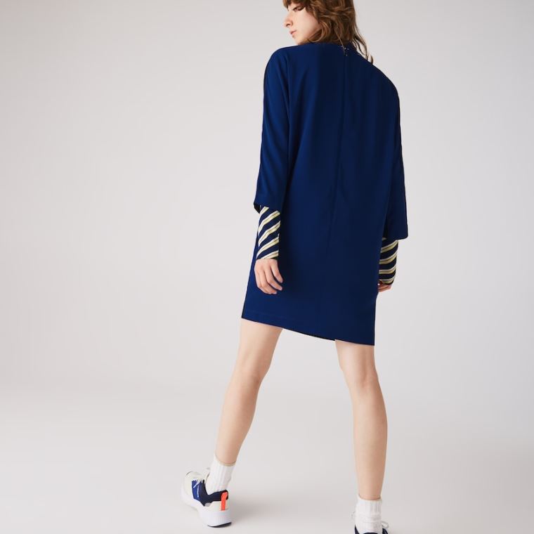 Lacoste Crew Neck Flowy Vestidos Azul Marinho Azuis Azuis | syOAK3nQ