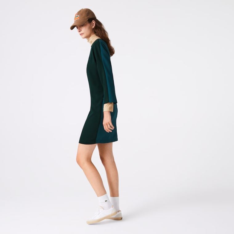 Lacoste Crew Neck Flowy Vestidos Verdes | GmqXZOc2