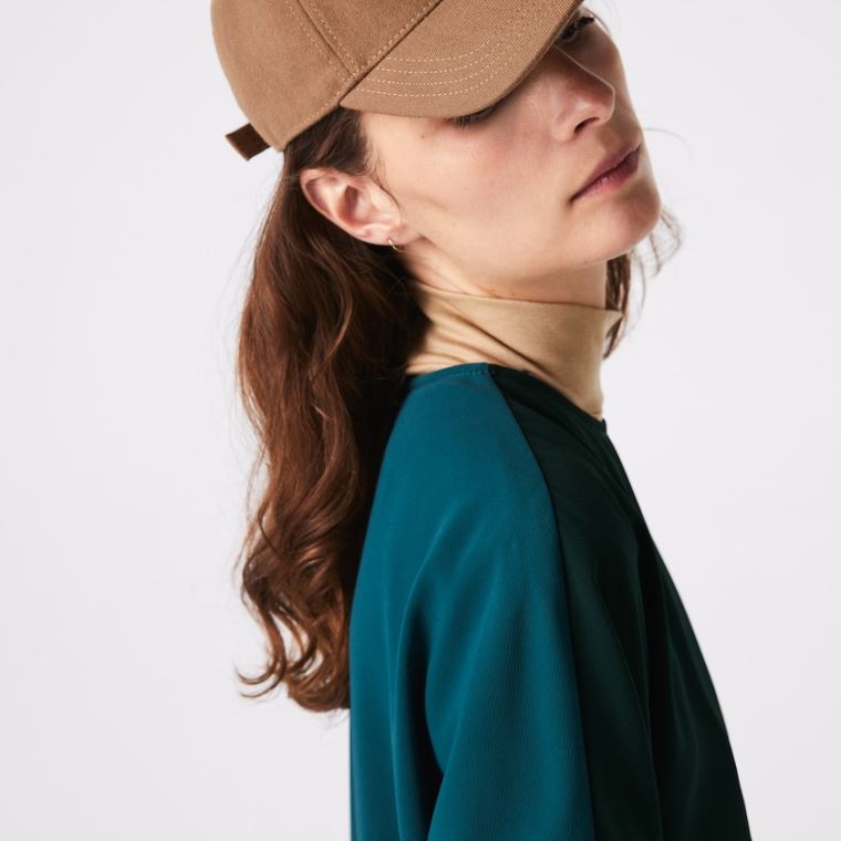 Lacoste Crew Neck Flowy Vestidos Verdes | GmqXZOc2