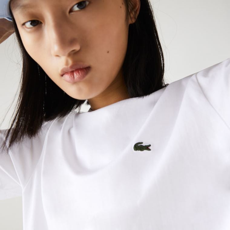 Lacoste Crew Neck Premium Algodão T-shirt Branco | Ry3QwLdp