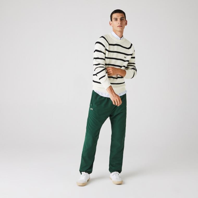 Lacoste Crew Neck Striped Ribbed Wool Moletom Branco Azul Marinho Azuis | bmzsOpSX