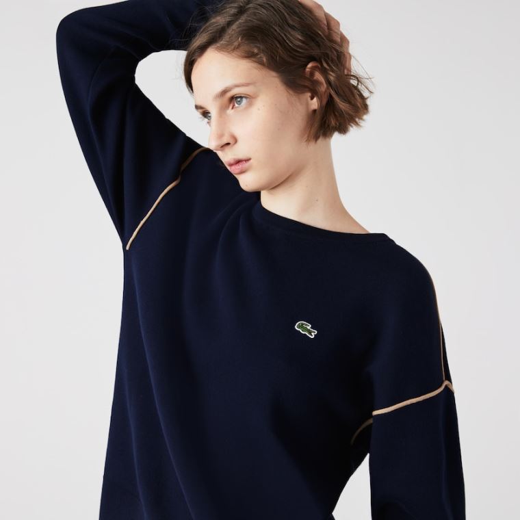 Lacoste Crewneck Algodão Moletom Azul Marinho Azuis Bege | L22yMOir