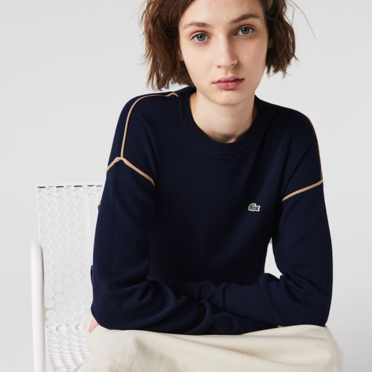 Lacoste Crewneck Algodão Moletom Azul Marinho Azuis Bege | L22yMOir