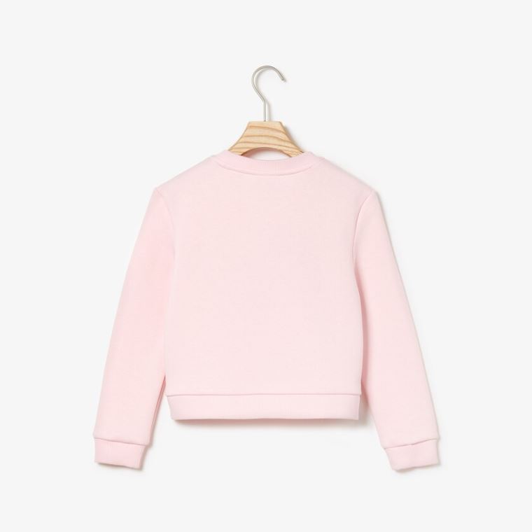 Lacoste Crewneck Crocodile Fleece Sweatshirt Luz Rosa | 6VU0hXJx