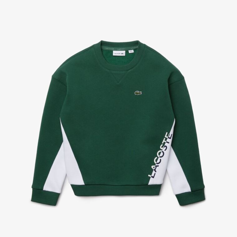 Lacoste Crewneck Fleece Sweatshirt Verdes Branco | 5Lfad4sT