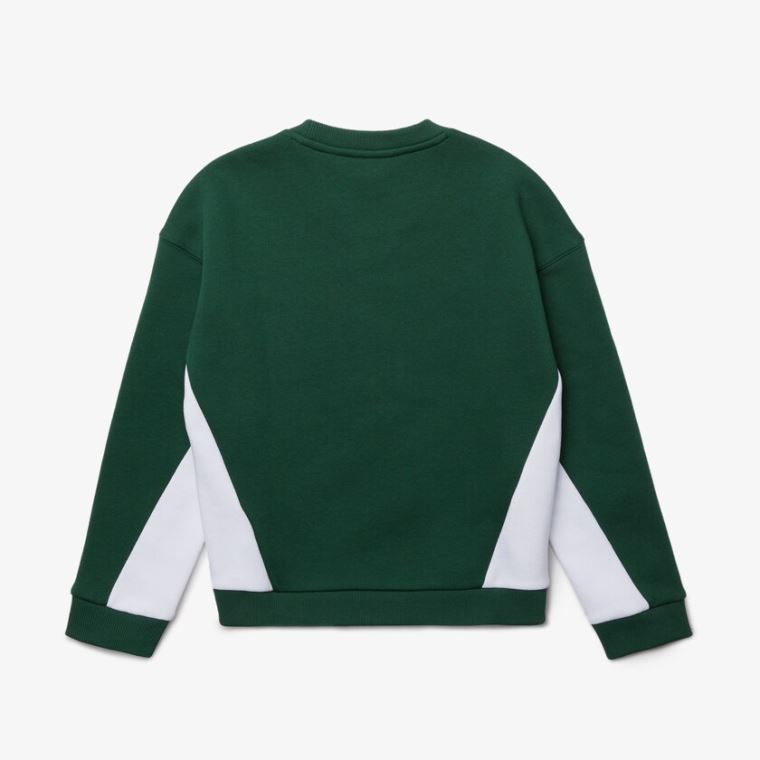 Lacoste Crewneck Fleece Sweatshirt Verdes Branco | 5Lfad4sT