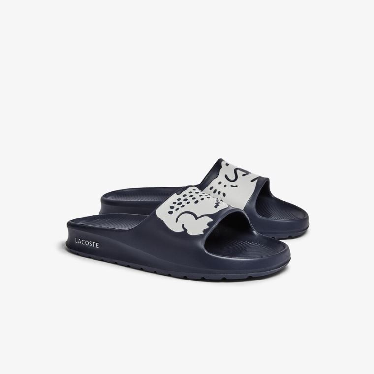 Lacoste Croco 2.0 Sintético Print Slides Azul Marinho Branco | BTRC0E3d