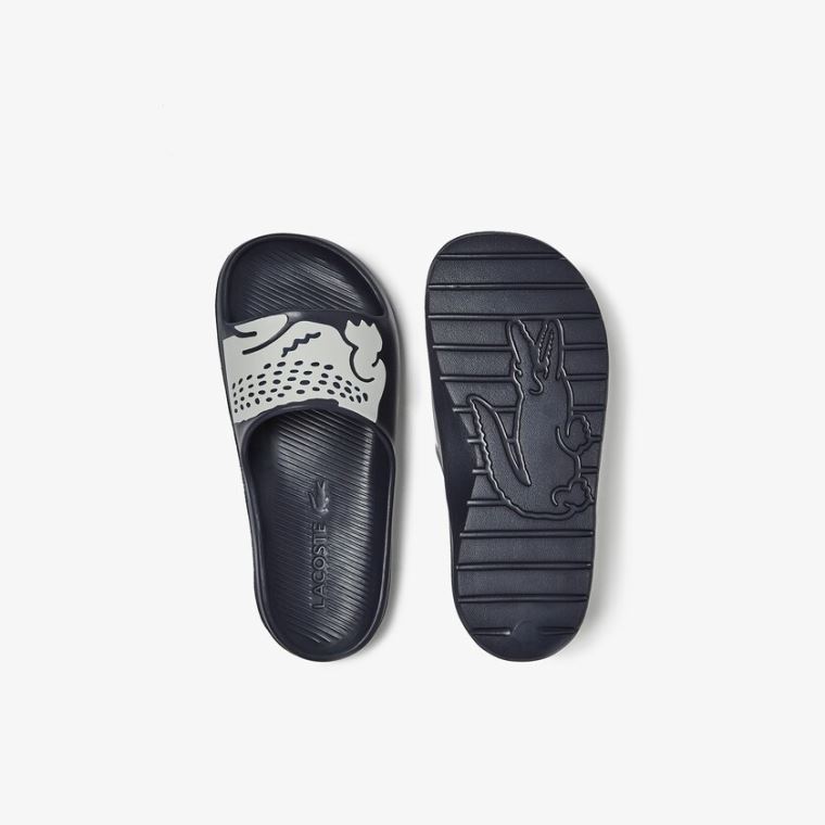 Lacoste Croco 2.0 Sintético Print Slides Azul Marinho Branco | BTRC0E3d