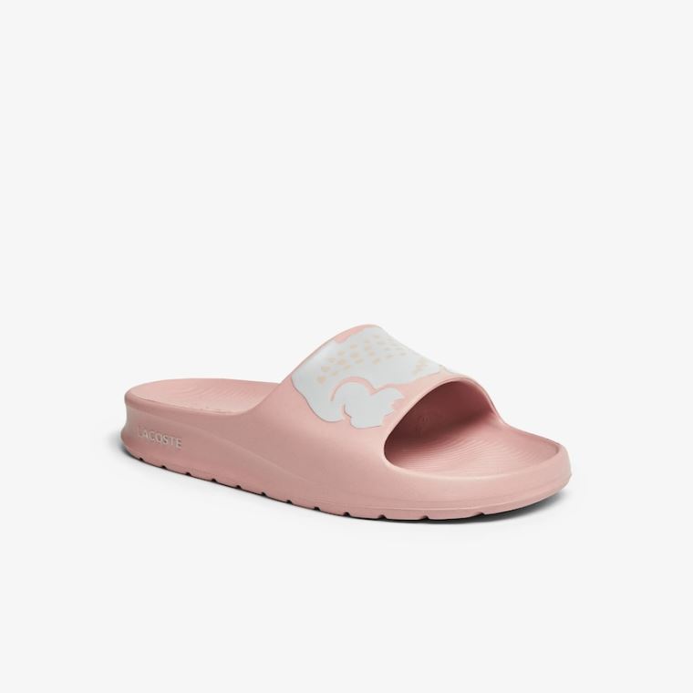 Lacoste Croco 2.0 Sintético Print Slides Luz Rosa Branco | S3Ercw2x