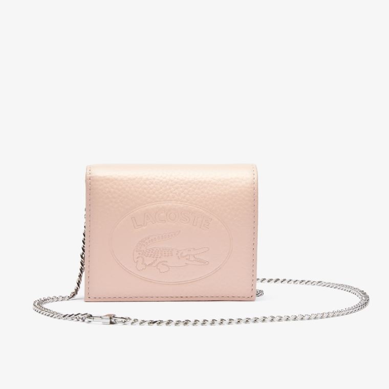 Lacoste Croco Crew Grained Couro Phone Wallet Rosa | qpsOXIco