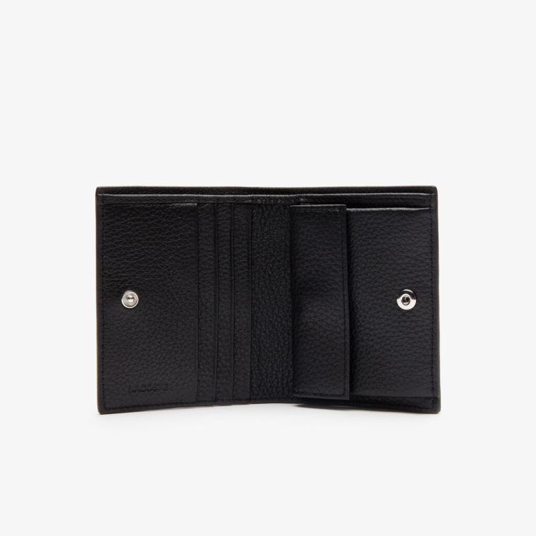 Lacoste Croco Crew Grained Couro Snap Wallet Pretas | f6KPSgRh