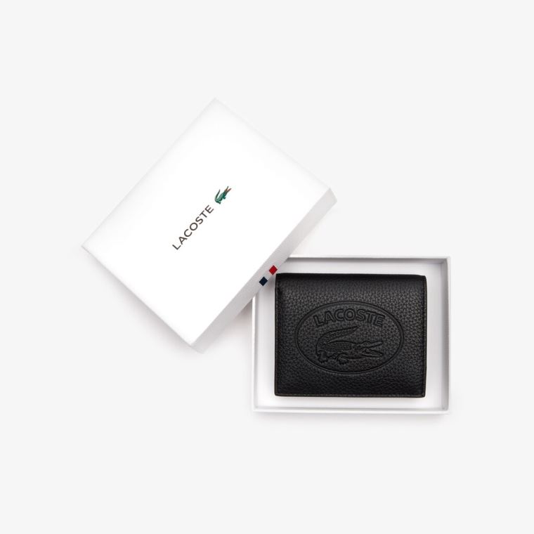 Lacoste Croco Crew Grained Couro Snap Wallet Pretas | f6KPSgRh