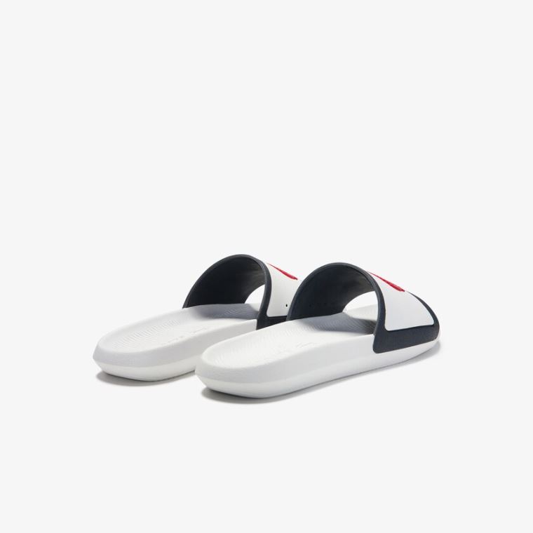 Lacoste Croco Rubber Alças Sintético Slides Branco Bege | iOgpBDcy