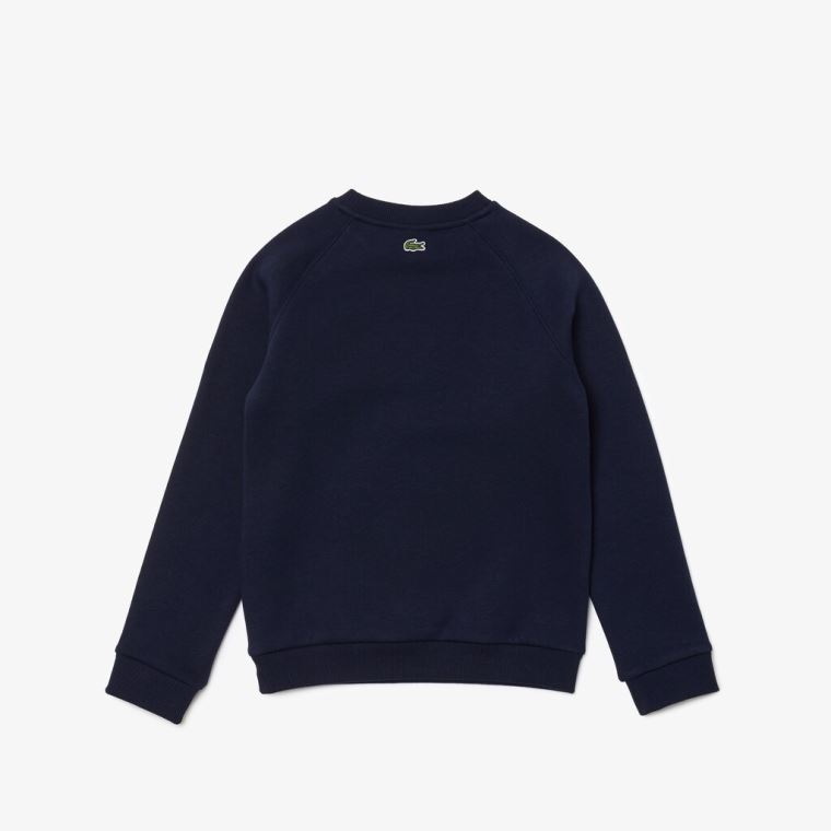 Lacoste Crocodile Graphic Fleece Sweatshirt Azul Marinho Azuis | hP0IGtSD