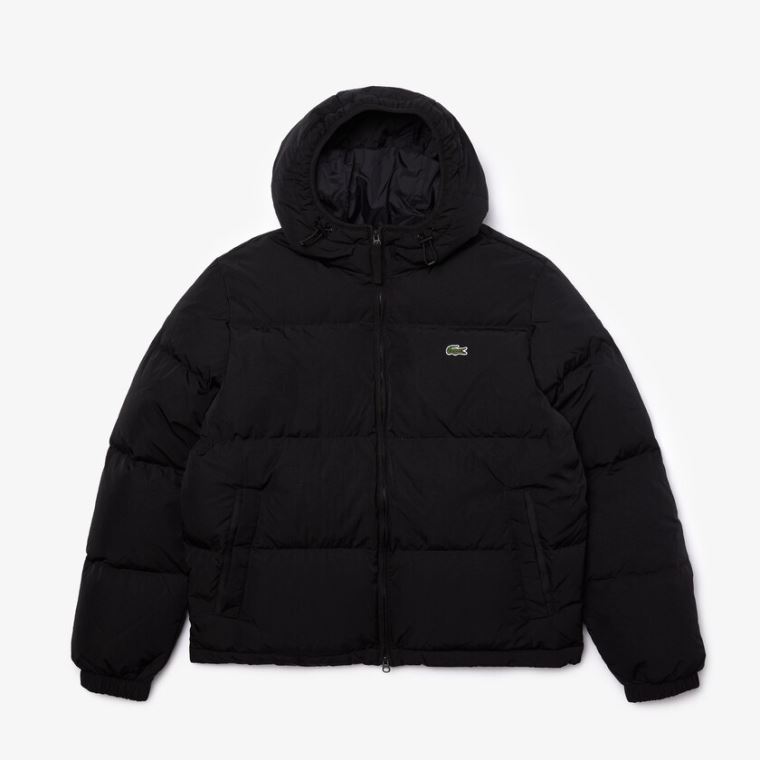 Lacoste Curta Leves Agua-Resistant Puffer Coat Pretas | yrhc9vMJ