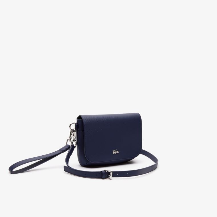 Lacoste Daily Classicos Coated Piqué Lona Flap Shoulder Bag Azul Marinho | AaMz0i53