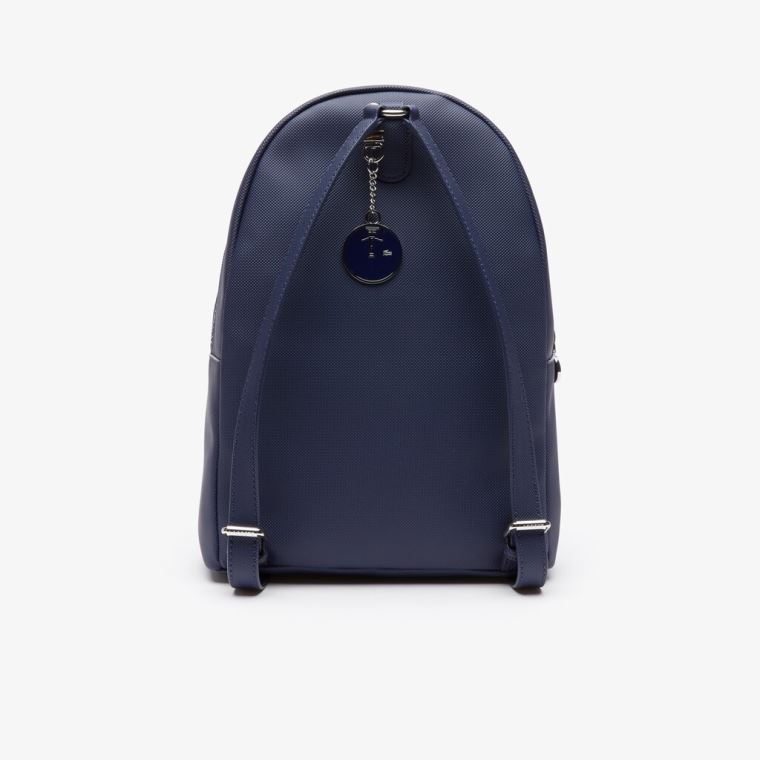 Lacoste Daily Classicos Coated Piqué Lona Backpack Azul Marinho | Coq4bTA0