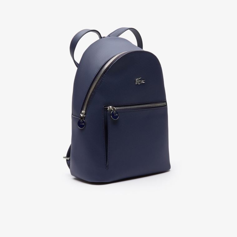 Lacoste Daily Classicos Coated Piqué Lona Backpack Azul Marinho | Coq4bTA0