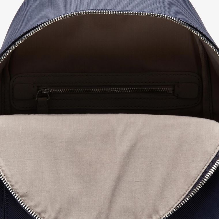 Lacoste Daily Classicos Coated Piqué Lona Backpack Azul Marinho | Coq4bTA0