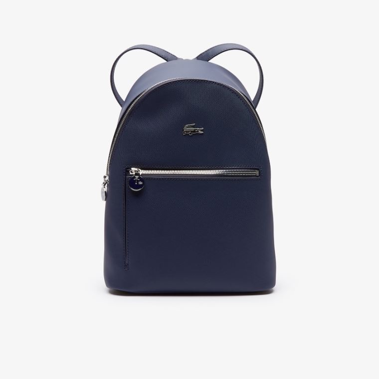 Lacoste Daily Classicos Coated Piqué Lona Backpack Azul Marinho | Coq4bTA0