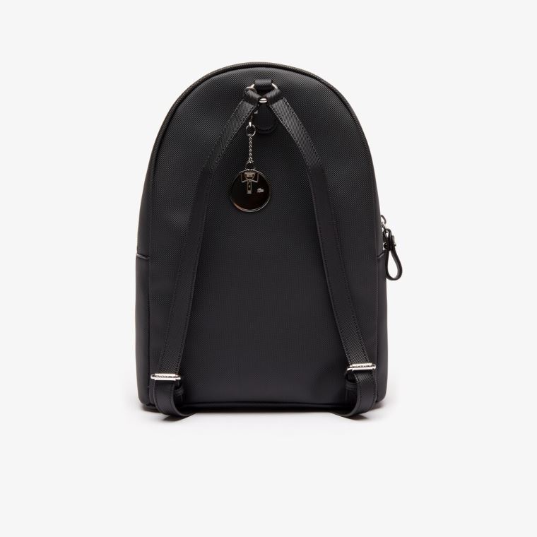 Lacoste Daily Classicos Coated Piqué Lona Backpack Pretas | UiOUsFKY