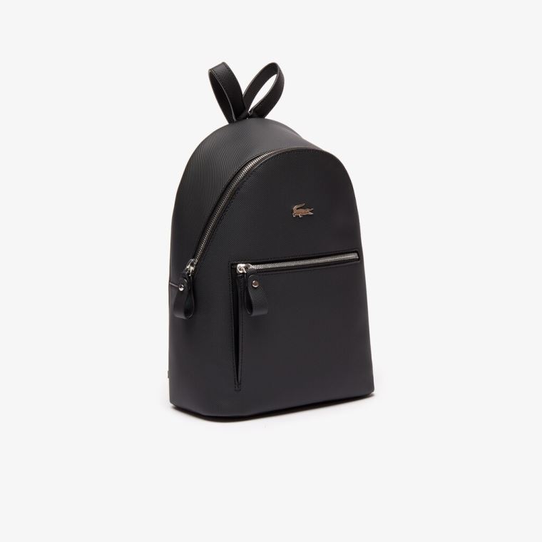 Lacoste Daily Classicos Coated Piqué Lona Backpack Pretas | UiOUsFKY