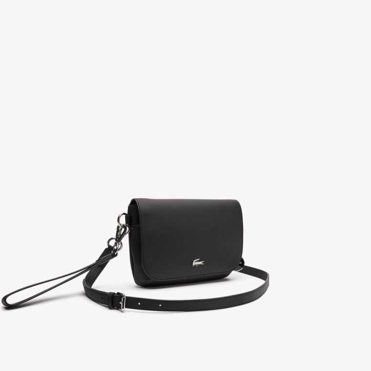 Lacoste Daily Classicos Coated Piqué Lona Flap Shoulder Bag Pretas | leTZ52ic