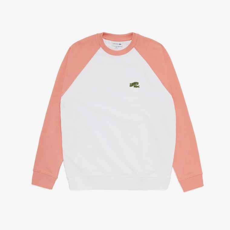 Lacoste Embroidered Logo Regular Fit Sweatshirt Branco Rosa | VY6OVOJ3