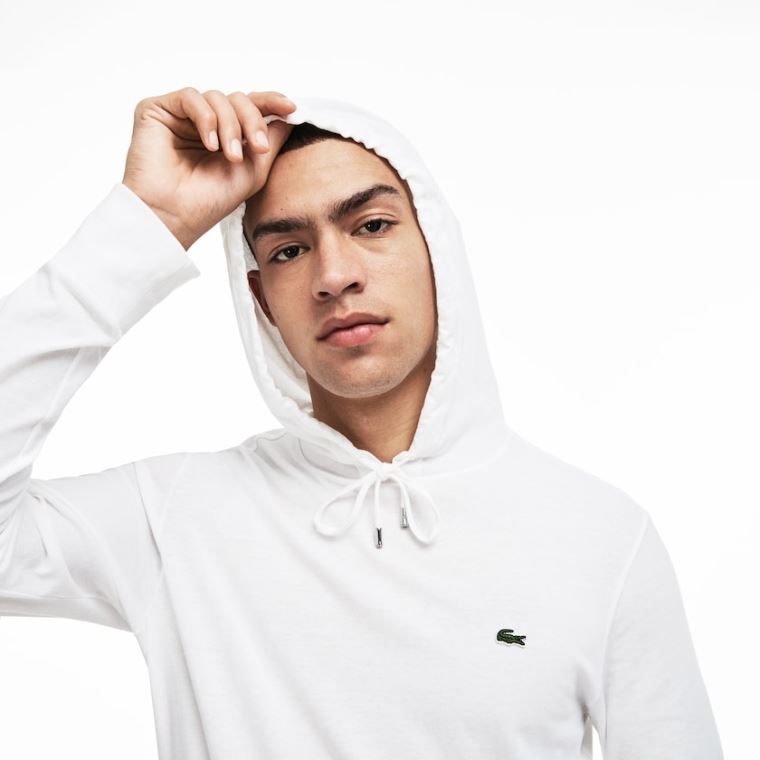 Lacoste Encapuzado Algodão T-shirt Branco | 1IbsYXny