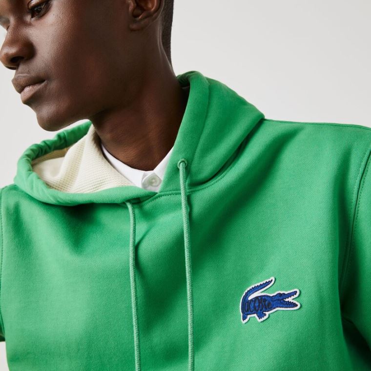 Lacoste Encapuzado Badge Sweatshirt Verdes | qveTwyTF