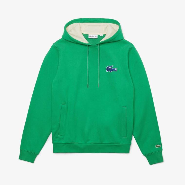 Lacoste Encapuzado Badge Sweatshirt Verdes | qveTwyTF