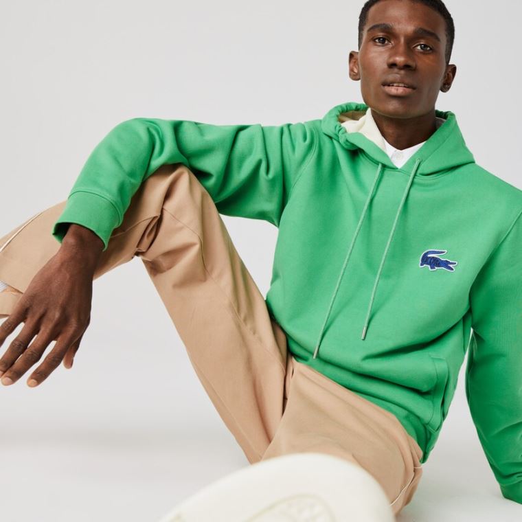 Lacoste Encapuzado Badge Sweatshirt Verdes | qveTwyTF