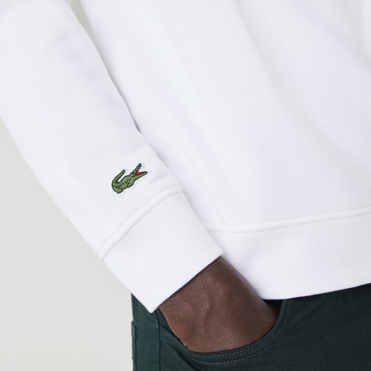 Lacoste Encapuzado Fleece Sweatshirt With Printed Logo Branco | nlqj2EtE