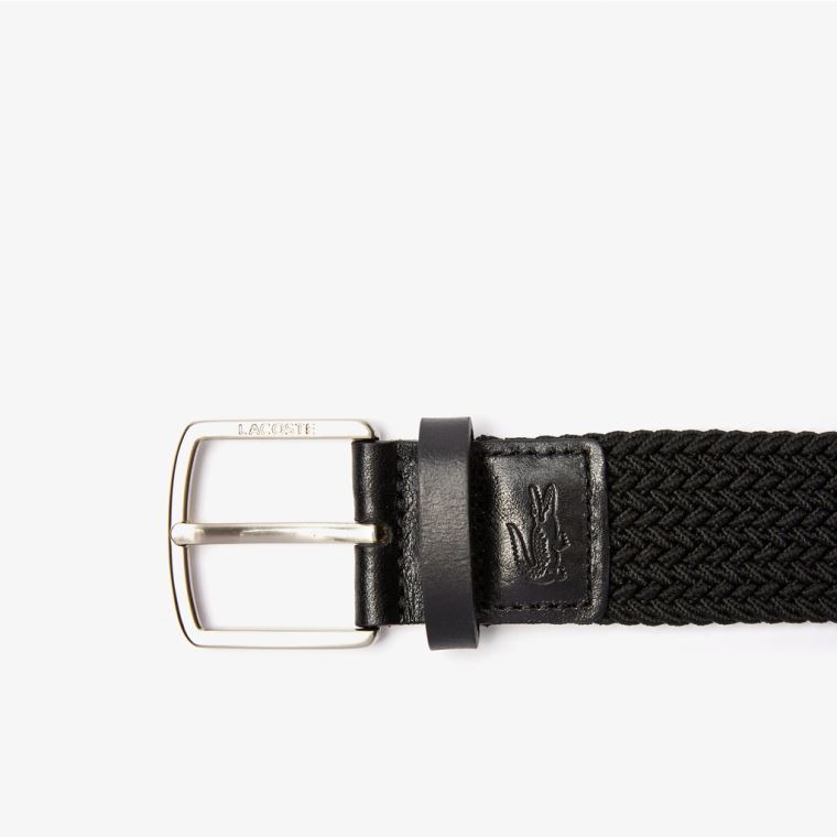 Lacoste Engraved Fivela Stretch Knitted Belt Pretas | 0E3LDxoG