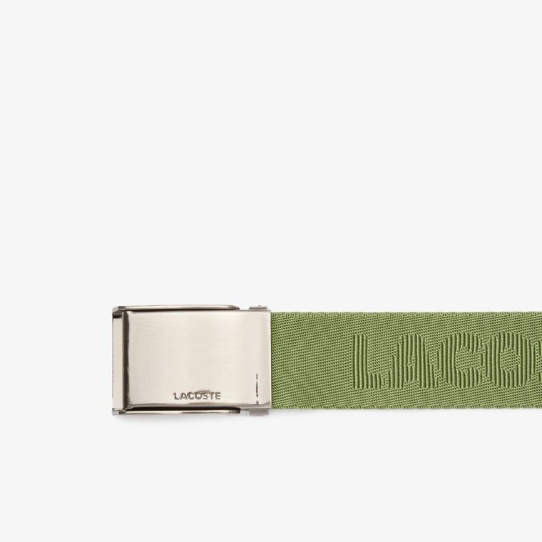 Lacoste Engraved Plate Fivela Woven Belt Verdes | 9ZBKOyKU