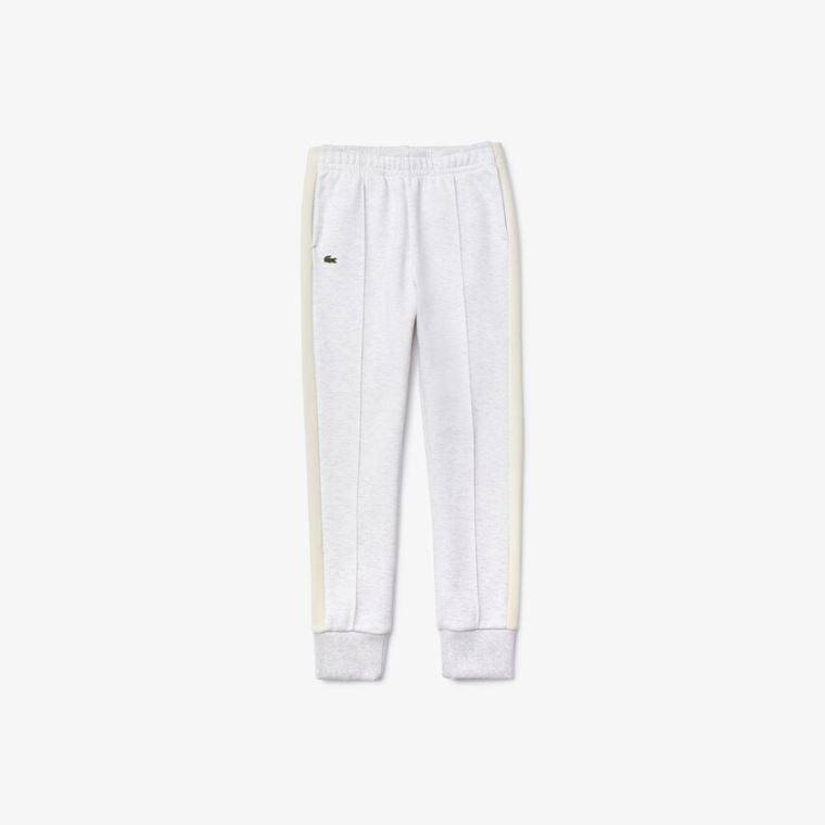 Lacoste Full-Zip Contrast Side Panels Fleece Pants Cinzentas Branco Azul Marinho Azuis | QrLk0Cao