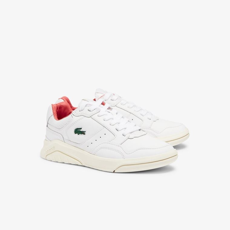 Lacoste Game Advance Couro Sneakers Branco Rosa | hsbuiK4V