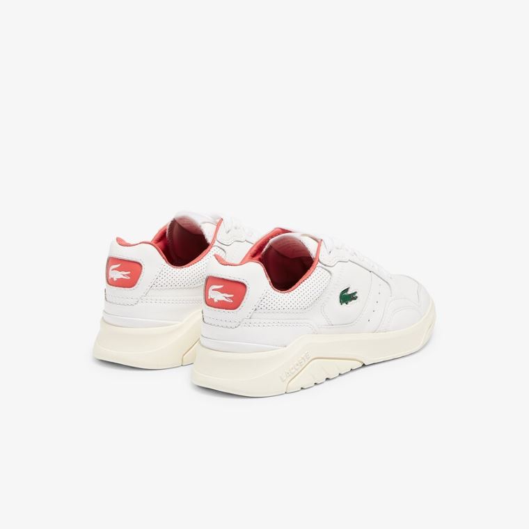 Lacoste Game Advance Couro Sneakers Branco Rosa | hsbuiK4V