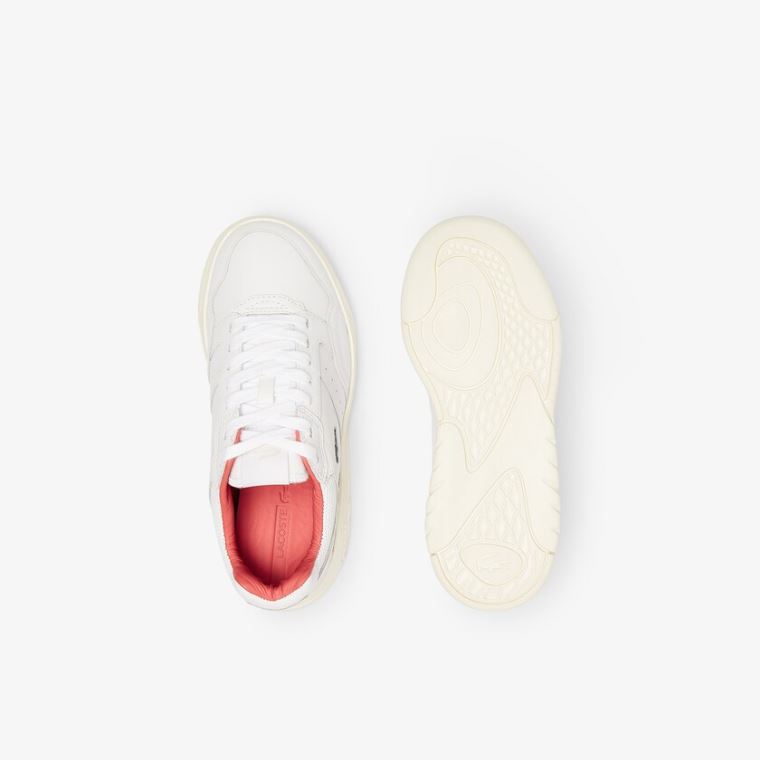 Lacoste Game Advance Couro Sneakers Branco Rosa | hsbuiK4V